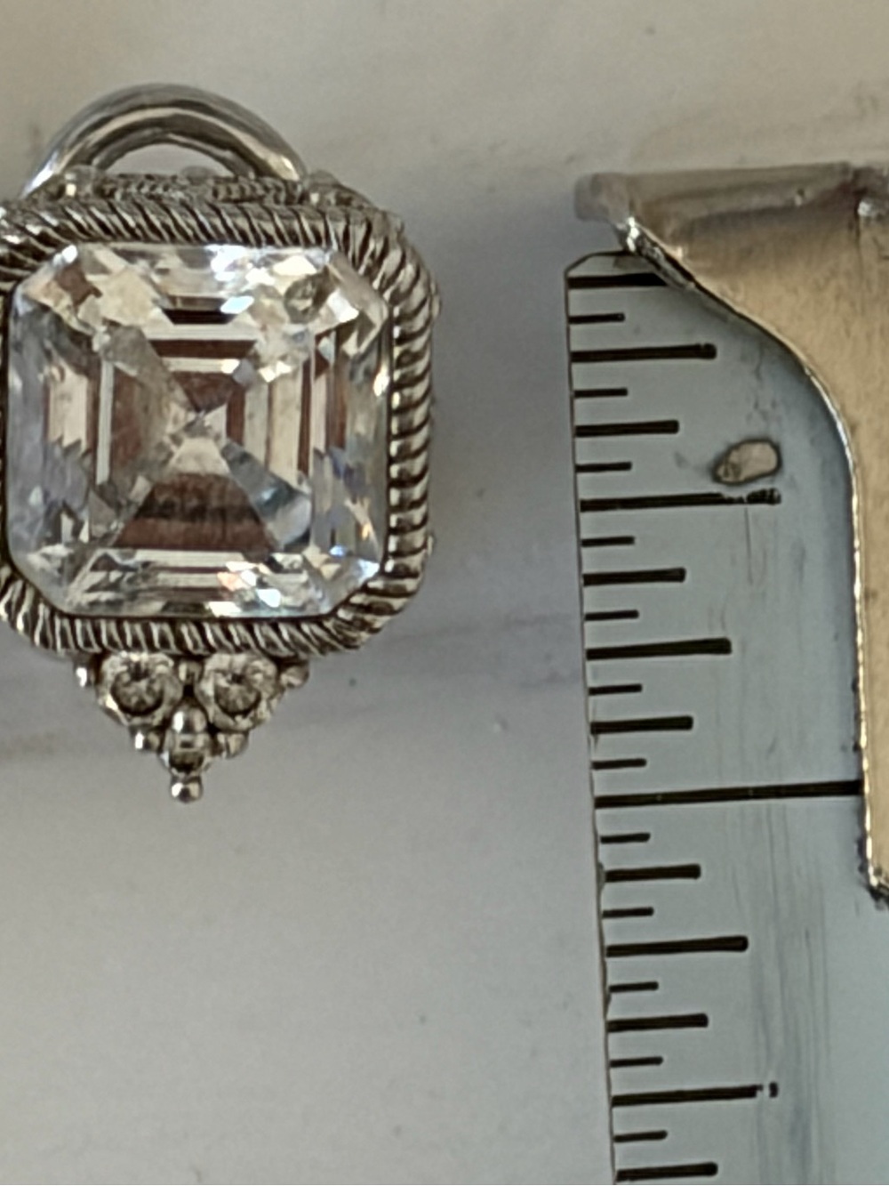 Judith Ripka Sterling Silver Cubic Zirconia Square Lever Back Earrings